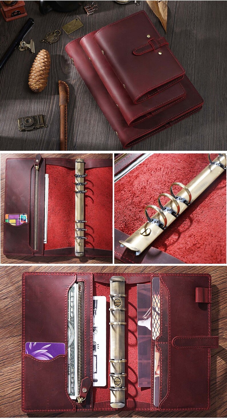 A6 leather journal binder 6 ring binder refillable Etsy