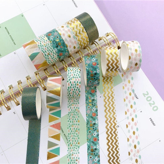 WASHI TAPE BULK Hot Stamping 12 Rolls for Planner Gift Wrapping