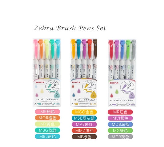 Zebra's Lettering Set Colored Brush Pens and Mildliner