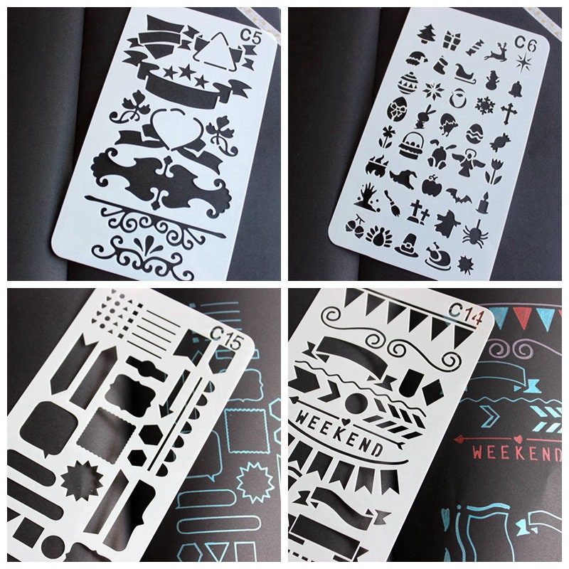 36 Planner Stencils, Bullet Journal Stencil Set for Midori