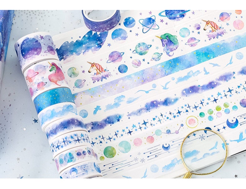 Planner Washi Tape Set 10 Rolls Masking Tape Unicorn Night Etsy