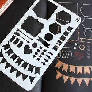 Bullet Journal Stencil Hexagon Frame, Banner Stencil, Flag Stencil ...