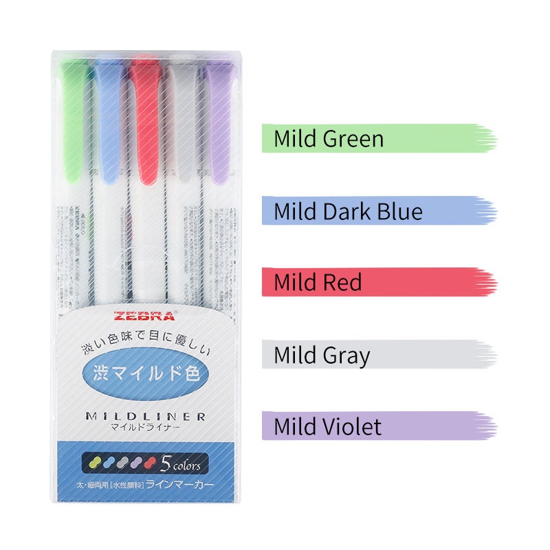 Zebra pen Mildliner highlighter set, zebra mildliner Twin tip markers Fine  Bold point, zebra highlighter set, WTC-5C-RC