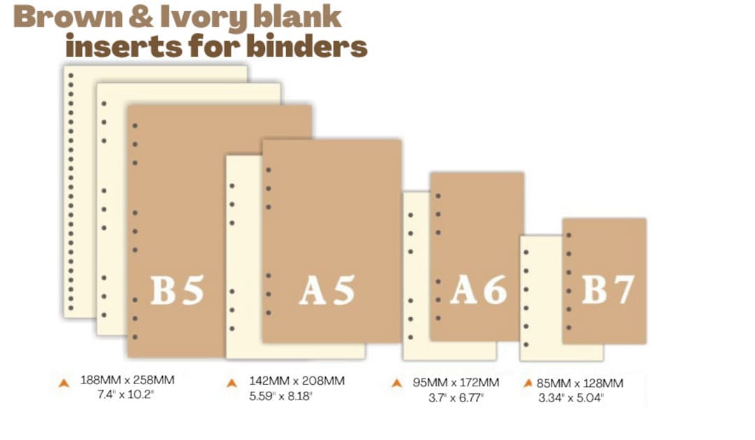 A5 Refills Blank Paper Ring Binder A6 A7 40 Sheets Pack, Journal Loose Pages, Journal Inserts