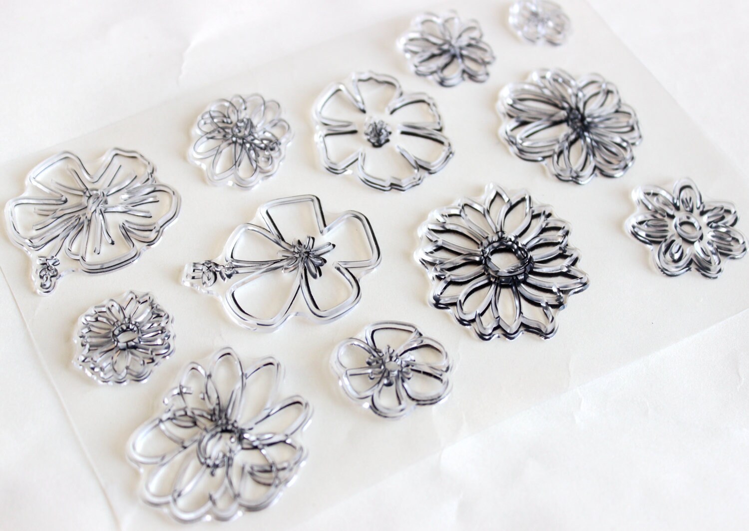 Clear flower stamps set for cardmaking bullet journal planner Etsy