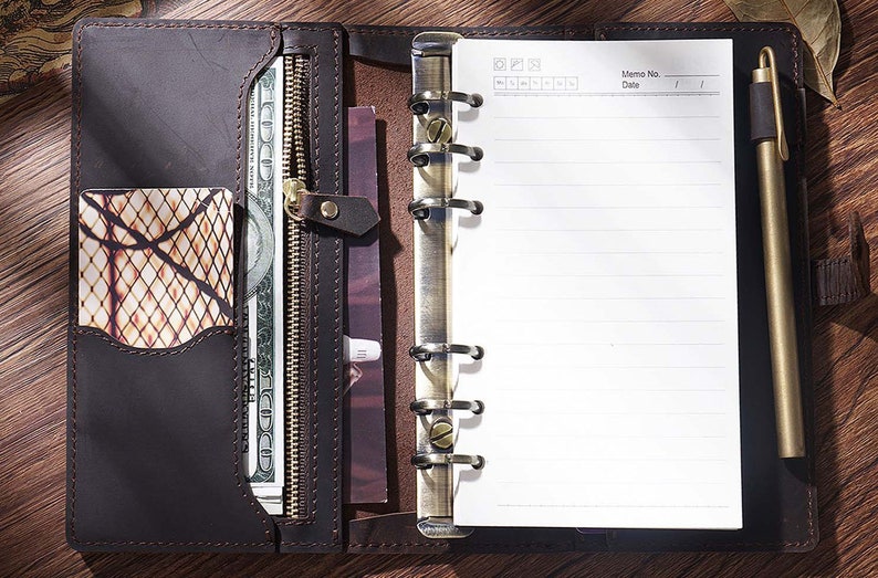 A6 leather journal binder 6 ring binder refillable Etsy