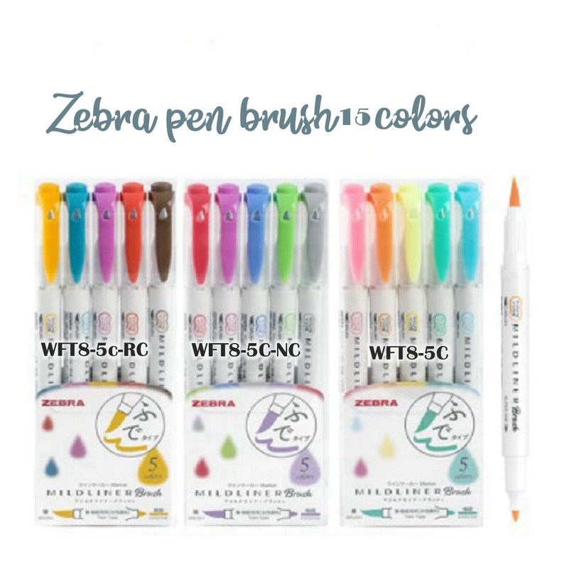 Zebra mildliner brush pens 15 colors double tip brush Etsy