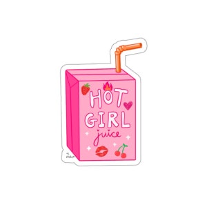 Hot Girl Juice Sticker Laptop Sticker Water Bottle Sticker Car Sticker Die-Cut Sticker Hot Girl Sticker Cute Trendy Sticker Art By Jaclyn H