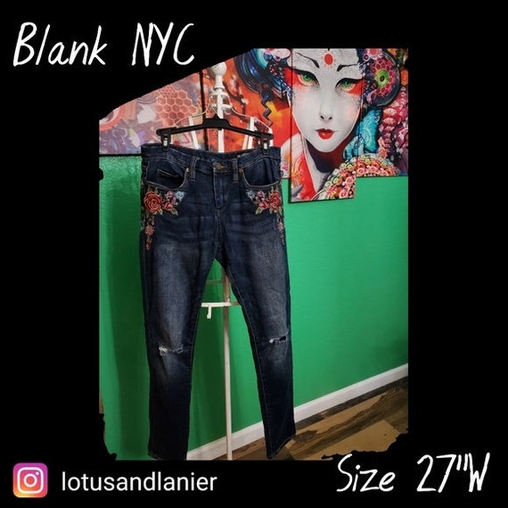 Blank NYC Floral Detailed Skinny Jeans Size 27" W - image 1