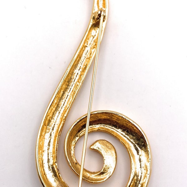 Vintage Gold Ribbon Swirl Brooch from 1980s