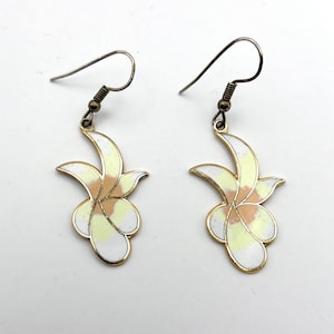 Vintage cloisonne bloem drop oorbellen