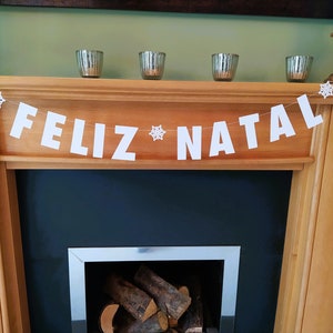 Feliz Natal, Portuguese / Brazilian Garland, Christmas Fireplace Decoration, Banner, Bunting.