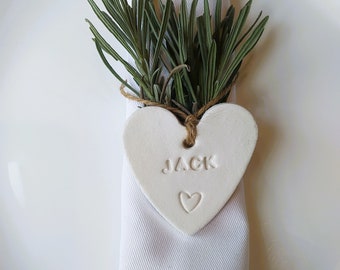 Personalised Wedding Place Names, Napkin Ring, Clay Wedding Favours, Keepsake, Rustic, Unique, Thoughtful, Eco-Friendly Table Decor