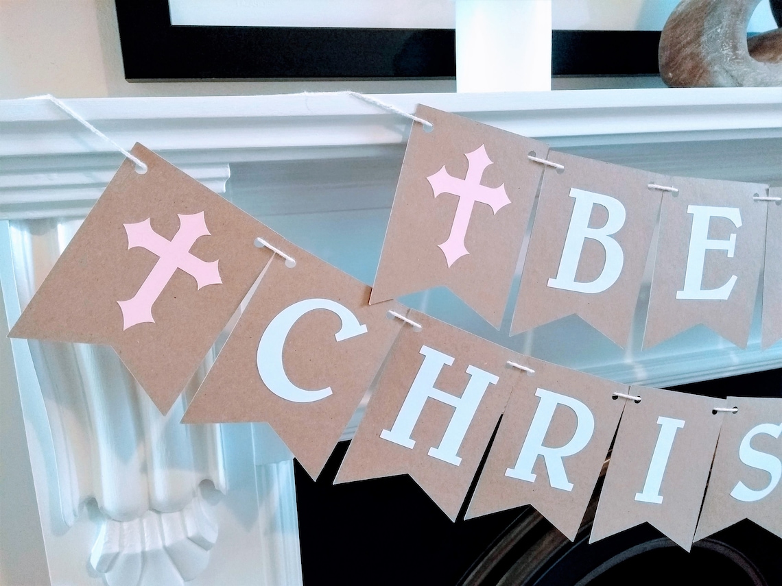 Custom Christening Banner Personalised Baptism Garland Baby Etsy