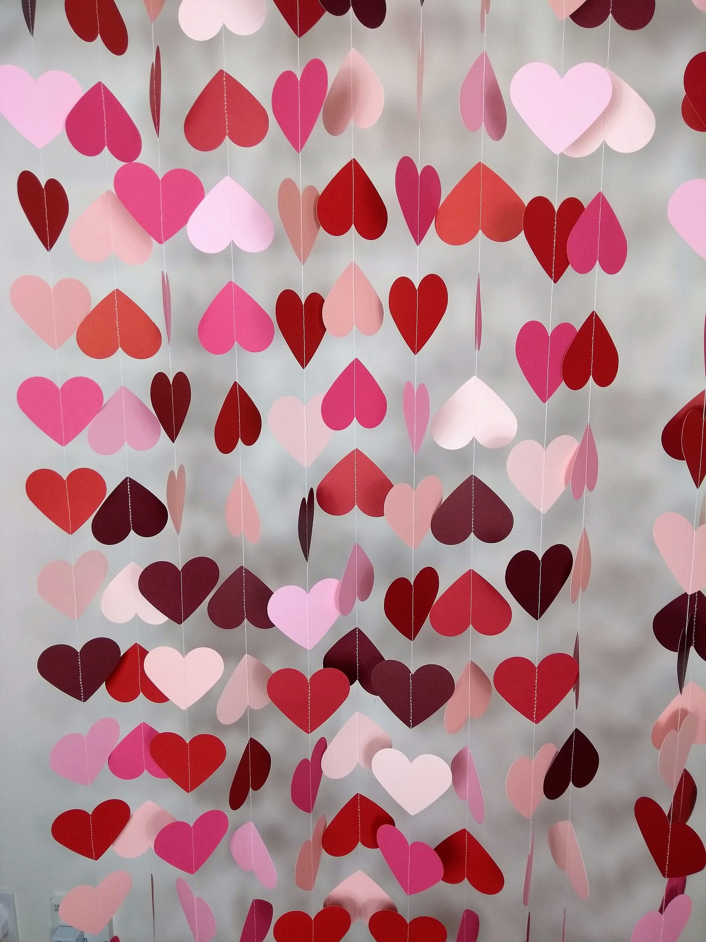 4 Piezas de Banderas Guirnaldas de Corazón Brillante Guirnalda de Corazón Rosado Rojo Decoración de Corazón de San Valentín para Decoraciones de Día de San Valentín Boda 3 Colores 