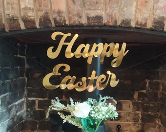 Easter Decoration, Happy Easter Mirror Card Banner, Easter Party Home Decor, Easter Bunting, Happy Easter Sign, Wall Hanging.