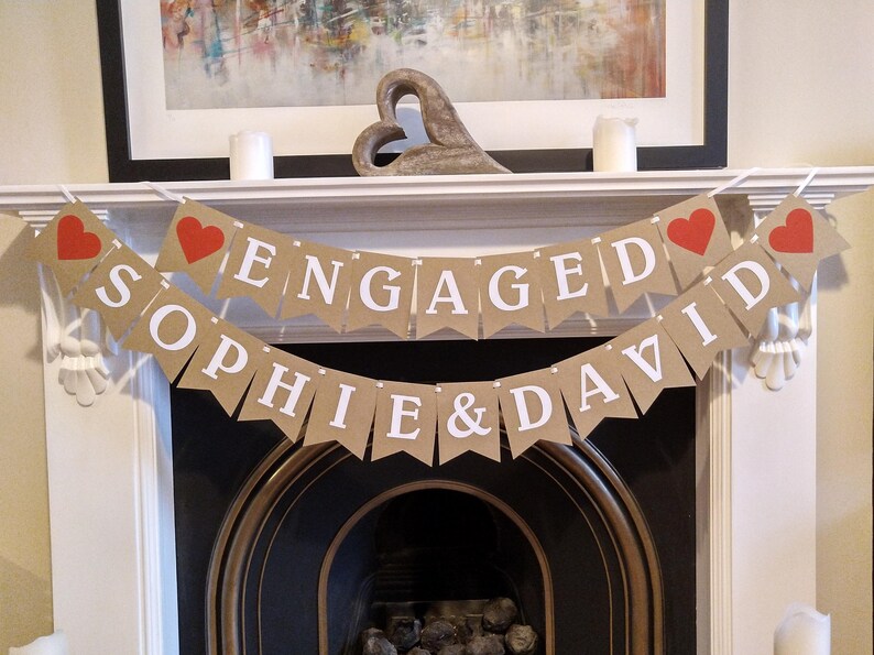 Custom Engagement Garland Banner Personalised Bunting Pink Etsy