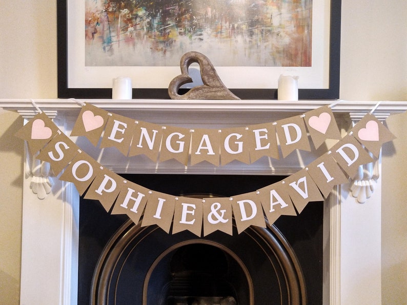 Custom Engagement Garland Banner Personalised Bunting Pink Etsy