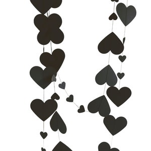 Black Heart Garland 8ft - Gothic Wedding, Halloween Decoration
