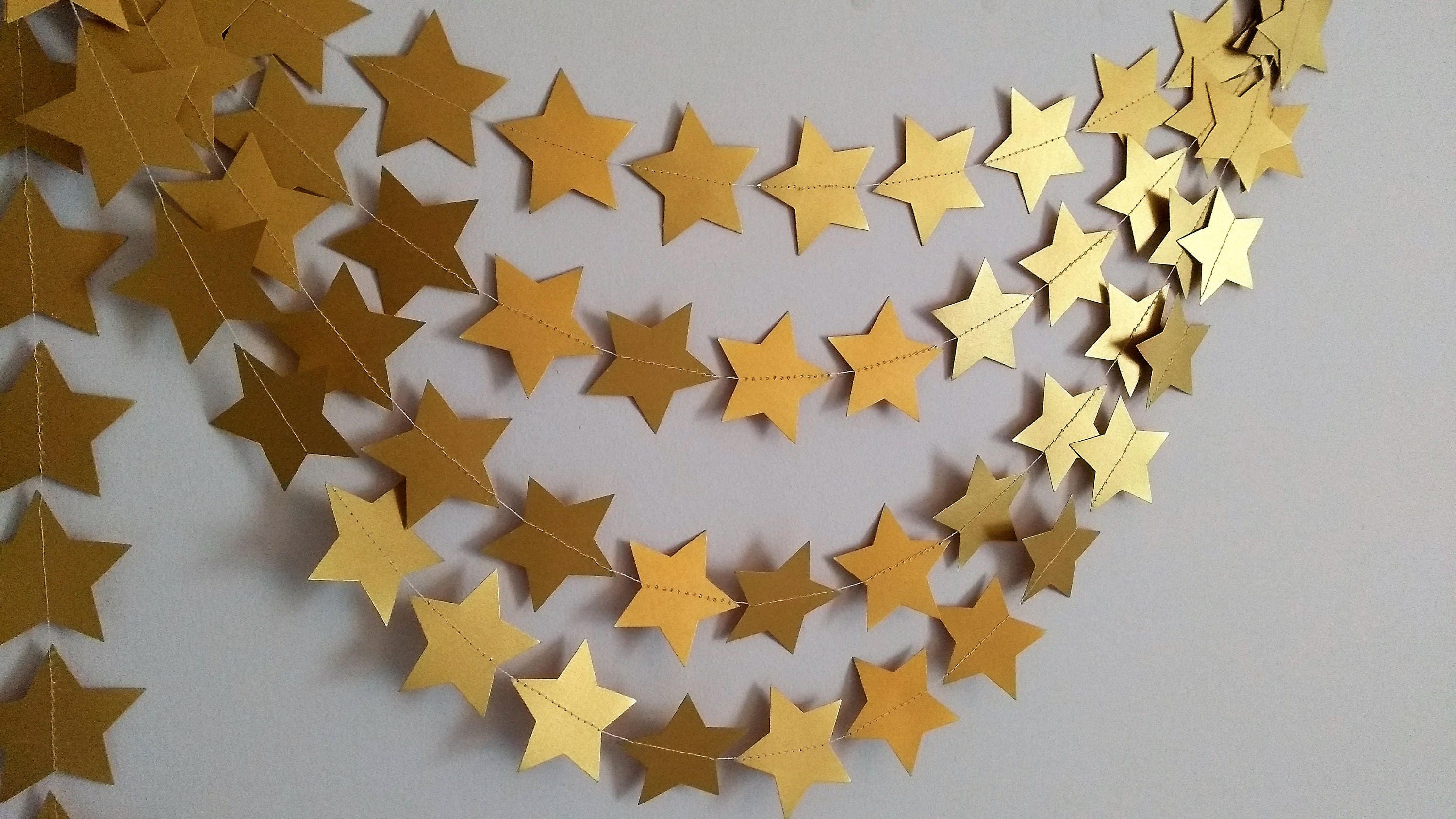 7ft Gold Star Garland Gold Christmas Decorations Holiday - Etsy UK