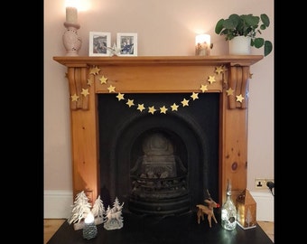 7ft Gold Star Garland - Gold Christmas Decoration, New Year's Party Decor, Holiday Garland, Gold Wedding, Christmas Bunting, Xmas Bunting