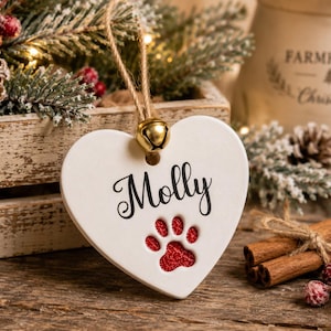 Personalised Pet Clay Tree Decoration, Pet Christmas Decoration, Dog Tree Decs, Cat Decoration, Xmas, Decoration Gift, Pet Gift