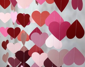 Red & Pink Heart Garlands For Weddings, Valentine's Decoration, Photo Backdrop (Set of 5)