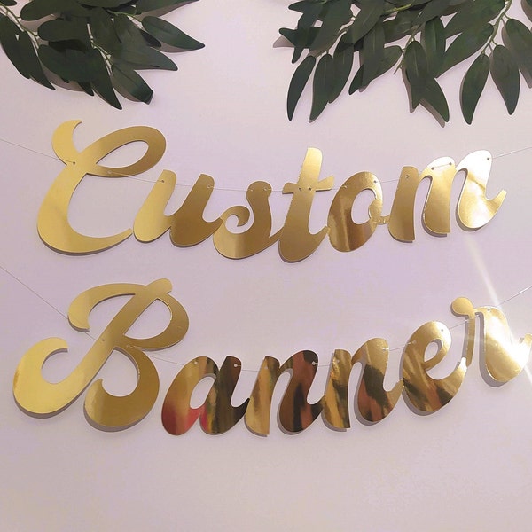 Personalised Banner, Gold Mirror Banner, Stunning Custom Birthday, Hen Do, Baby Shower, Anniversary Garland, Make Any Occasion Personal!