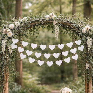 White Heart Garland: Elegant Wedding & Valentine's Day Decor