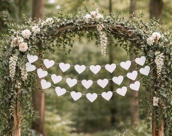 White Heart Garland: Elegant Wedding & Valentine's Day Decor