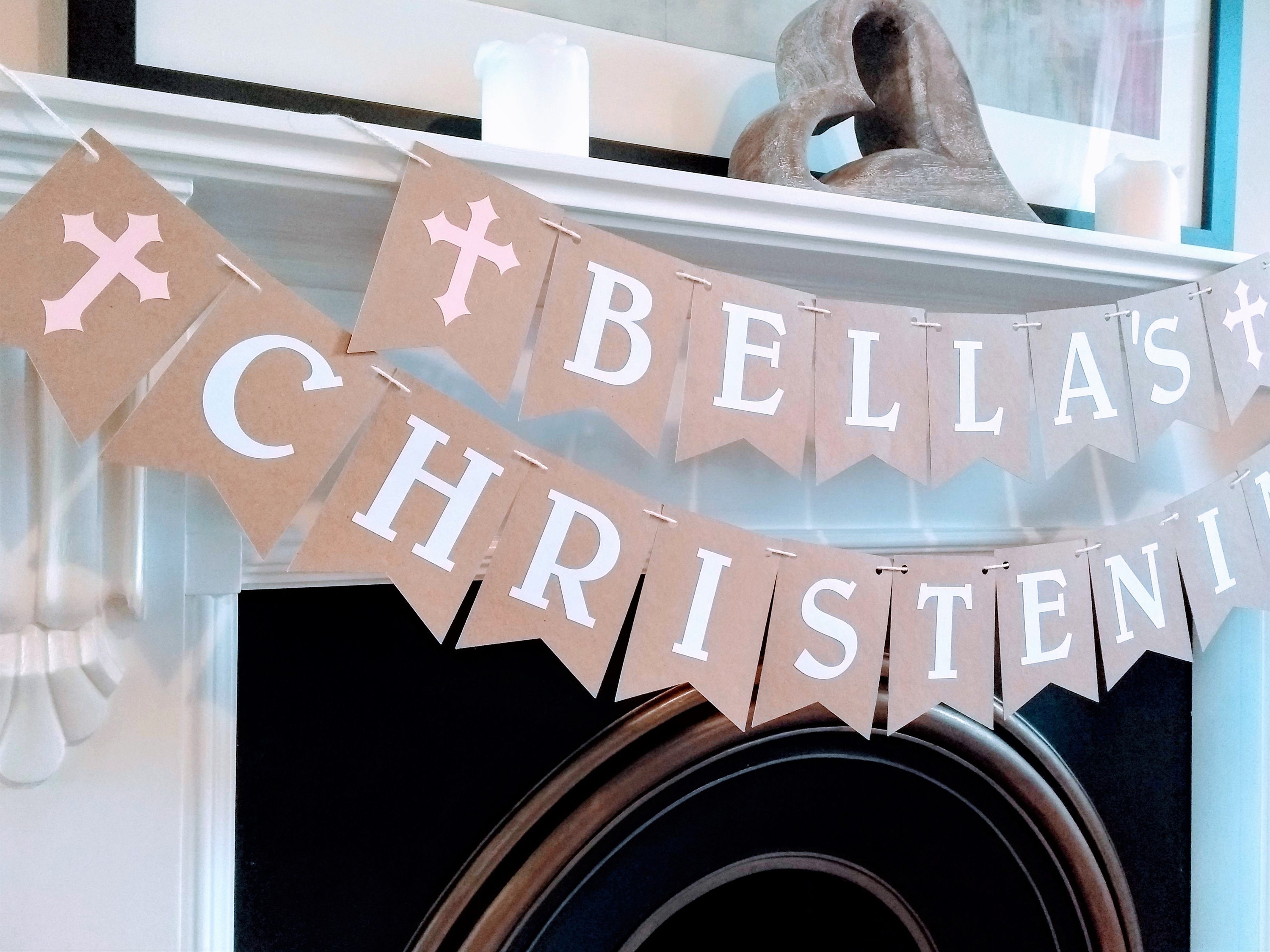 Custom Christening Banner Personalised Baptism Garland Baby Etsy
