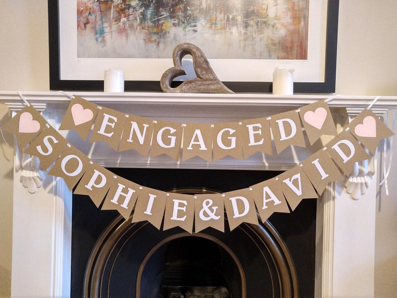 Custom Engagement Garland Banner Personalised Bunting Pink Etsy