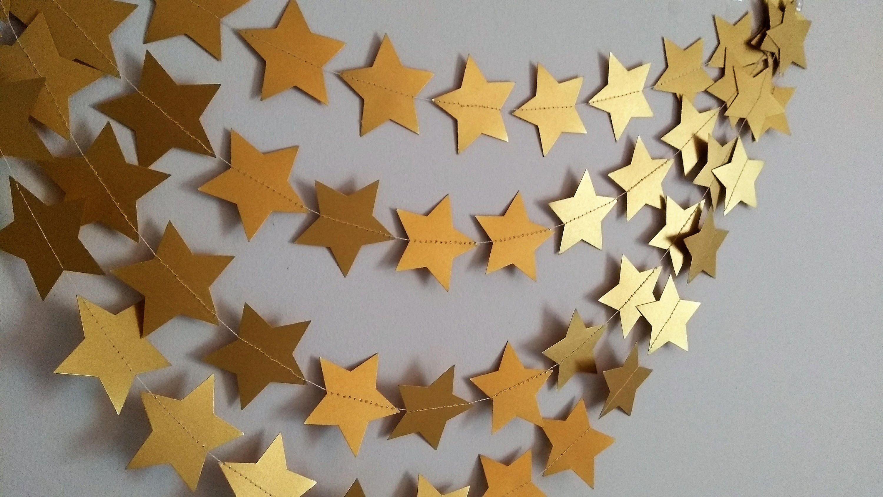 7ft Gold Star Garland Gold Christmas Decorations Holiday Etsy UK