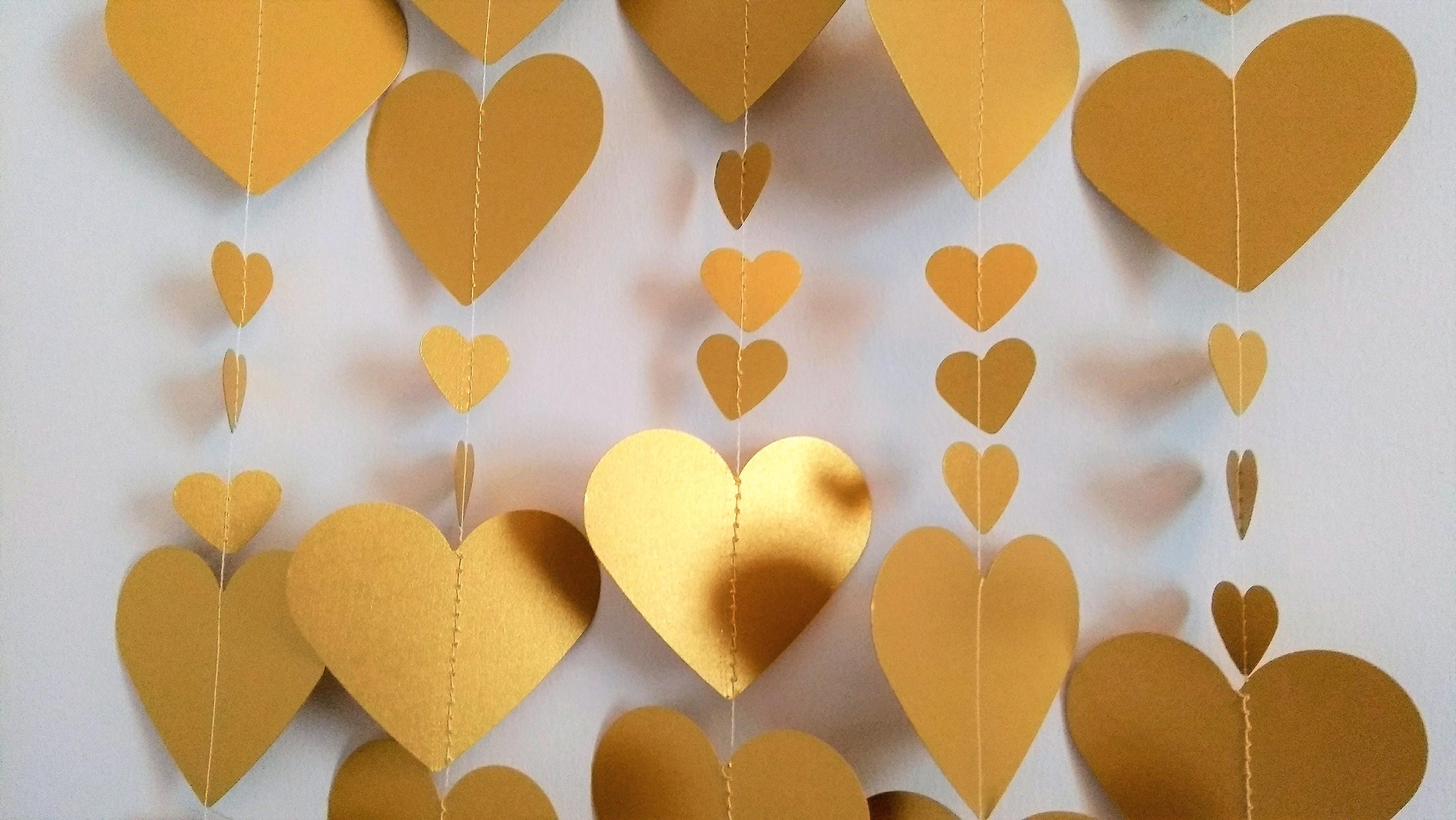 Gold Heart Garland 8ft Valentine's Decor Gold Wedding | Etsy