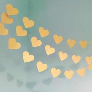 Gold Paper Heart Garland – Wedding, Anniversary, Engagement & Bridal Shower Decor