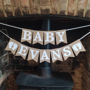 Personalised Baby Shower Decoration, Custom Bunting, Baby Banner, New Baby,  Christening, Baptism, Gender Reveal Party, Welcome Baby Garland