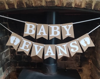 Personalised Baby Shower Banner – Custom Welcome Baby & Gender Reveal Garland.