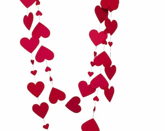 Valentine Heart Garland: 8ft Ruby Wedding Day Decor