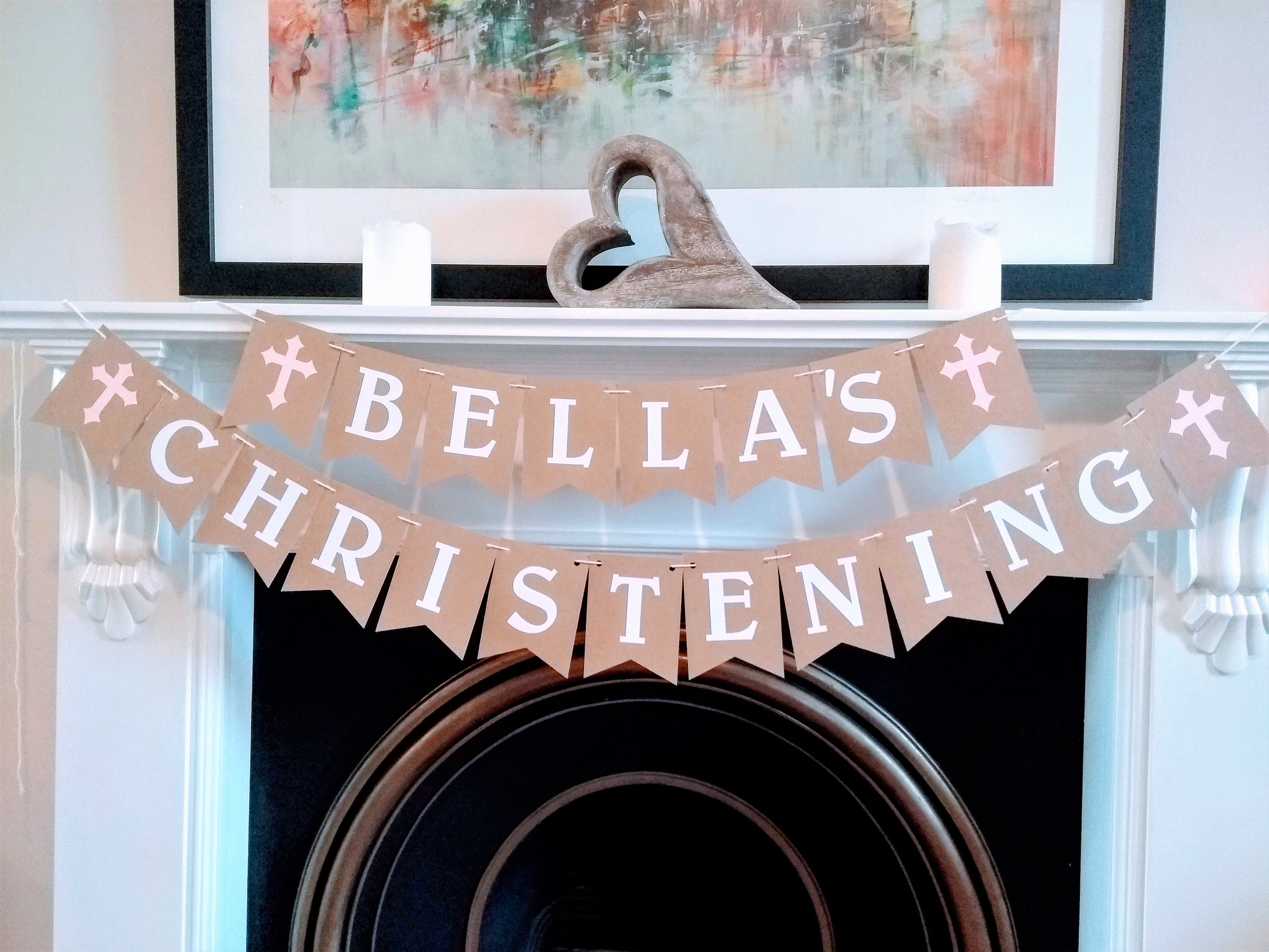 Custom Christening Banner Personalised Baptism Garland Baby Etsy