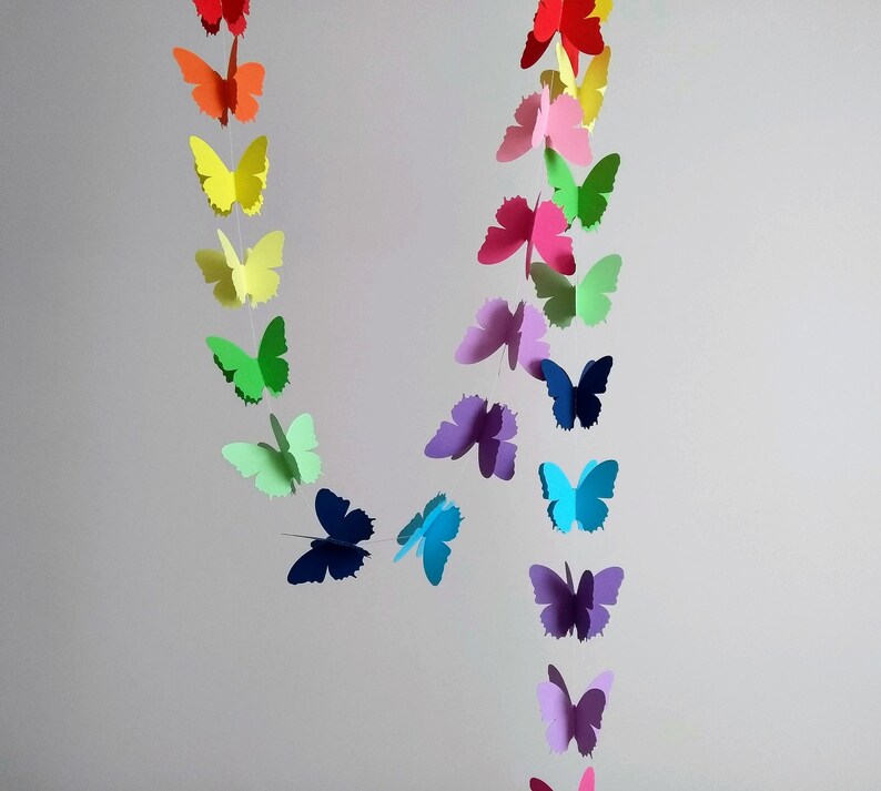 Rainbow Butterfly Garland Easter Decoration Wedding Garland Etsy UK