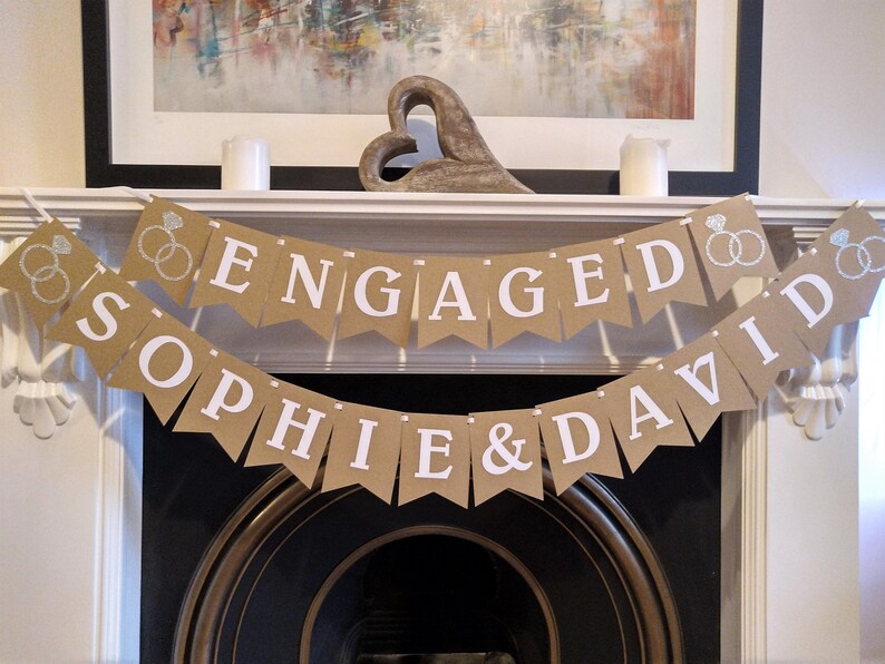 Custom Engagement Garland Banner Personalised Bunting Pink Etsy