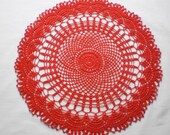 Round crochet doily. Round tablecloth. Large crochet doily. Home decor. Red crochet doilies. Handmade cotton crochet doily. Lace doily