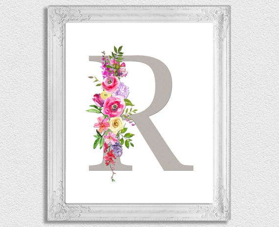 Litera R Monogram Kwiatowy Monogram Przedszkole Monogram Do Etsy