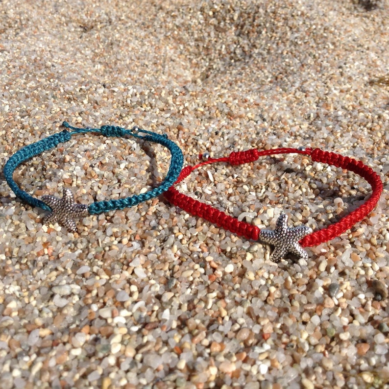 Starfish bracelet-Beach bracelet-Summer jewelry-Adjustable bracelet-Macrame jewelry-Minimalist jewelry-Starfish charm-Boho jewelry