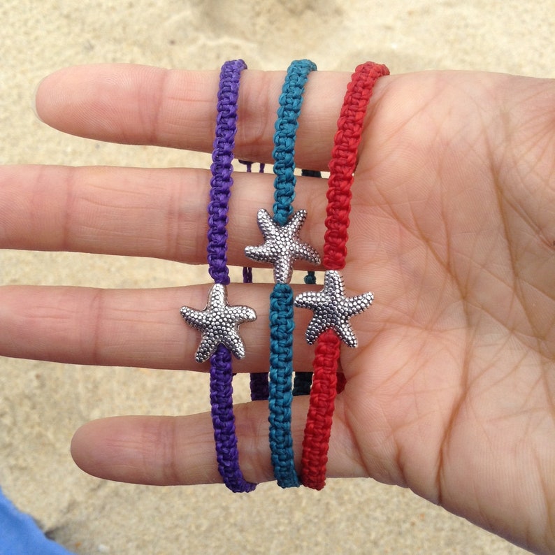 Starfish bracelet-Beach bracelet-Summer jewelry-Adjustable bracelet-Macrame jewelry-Minimalist jewelry-Starfish charm-Boho jewelry