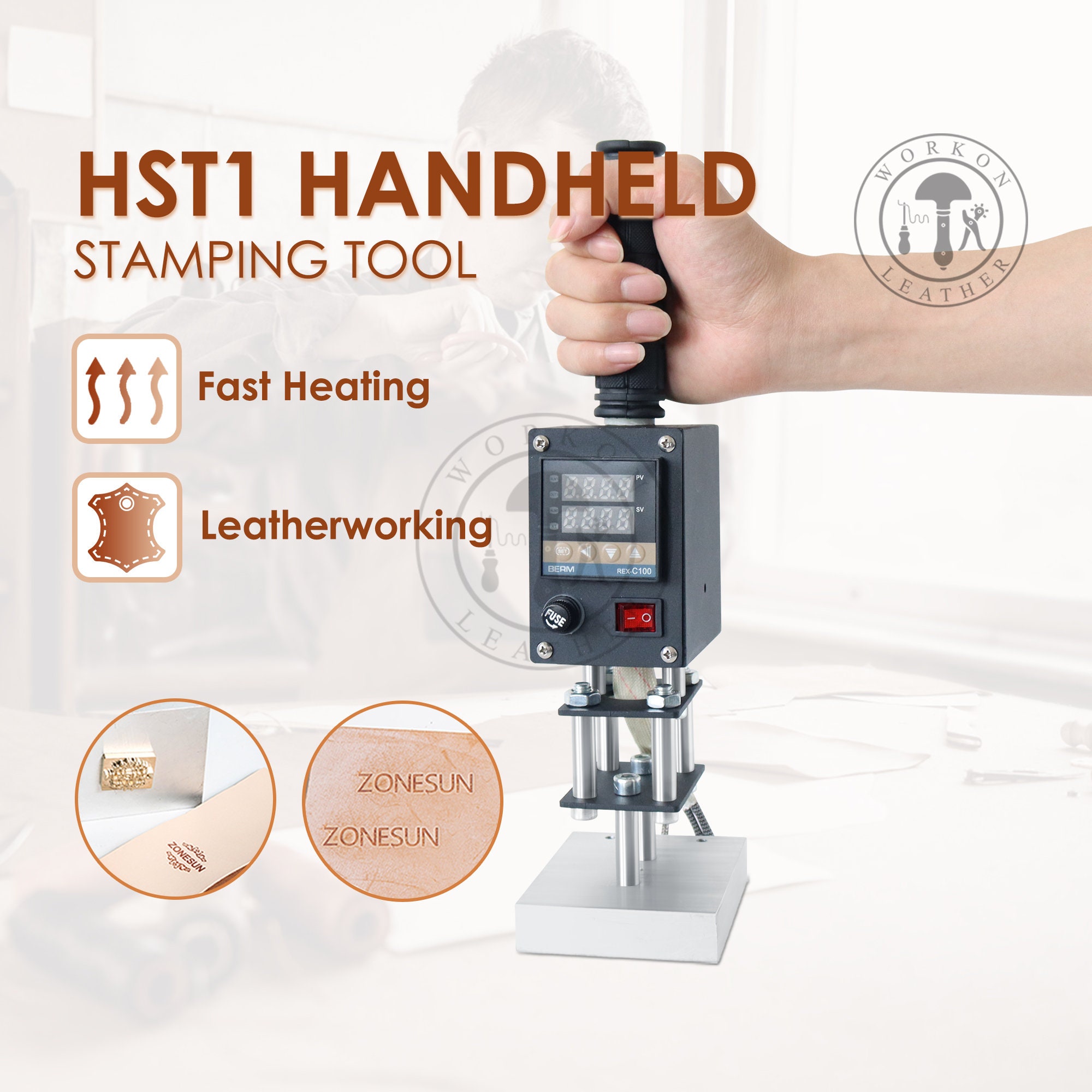 110V Handheld Leather Embossing Machine Hot Foil Stamping for Logo Branding  