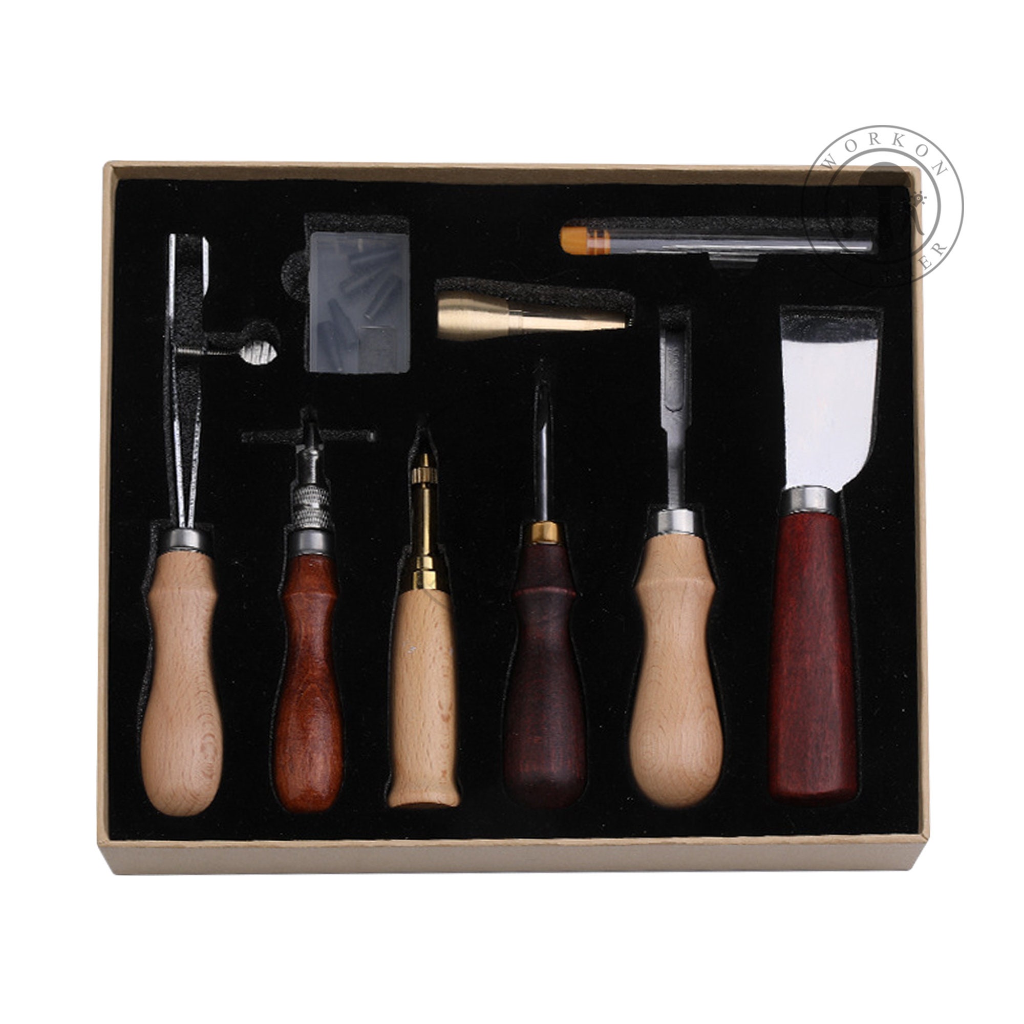 BUTUZE Leather Working Tools, Leather Tool Kit, Practical Leather Craft Kit  with Waxed Thread Groover Awl Stitching Punch Hole for Leathercraft