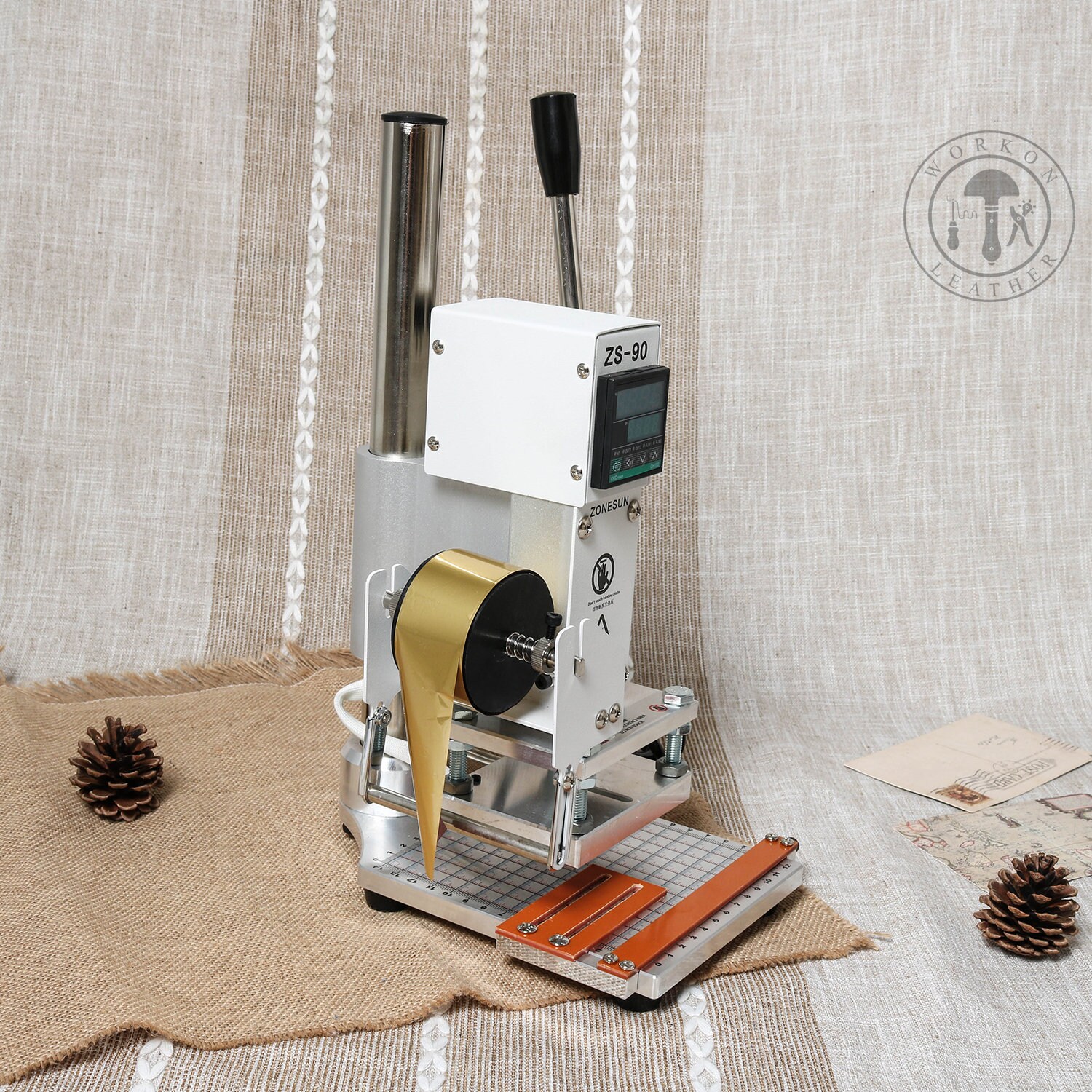 ZONESUN ZS-890H Pneumatic Hot Foil Stamping Machine For Custom Logo Leather Wood  Burning