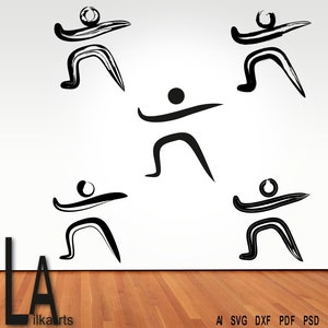 Tai Chi figure-Tai Chi Sticker silhouette-Vector file-Tai Chi vectors-Digital file-Stylized figure-AI-PSD-PDF-vectors for prints-transperant