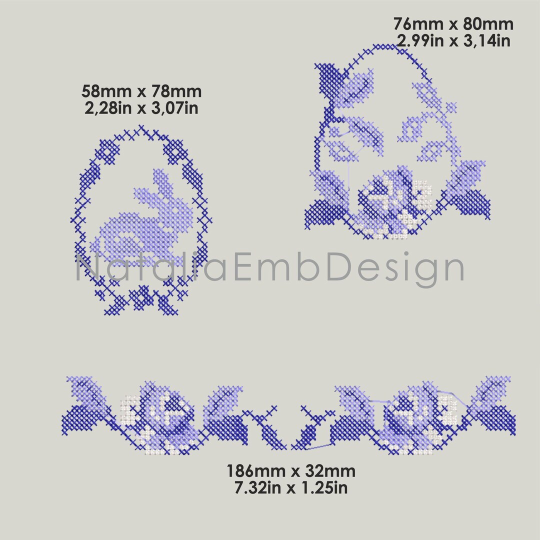 Egghead Designs Happy Easter Egg Embroidery Design: Willow Pattern (digital Download ...